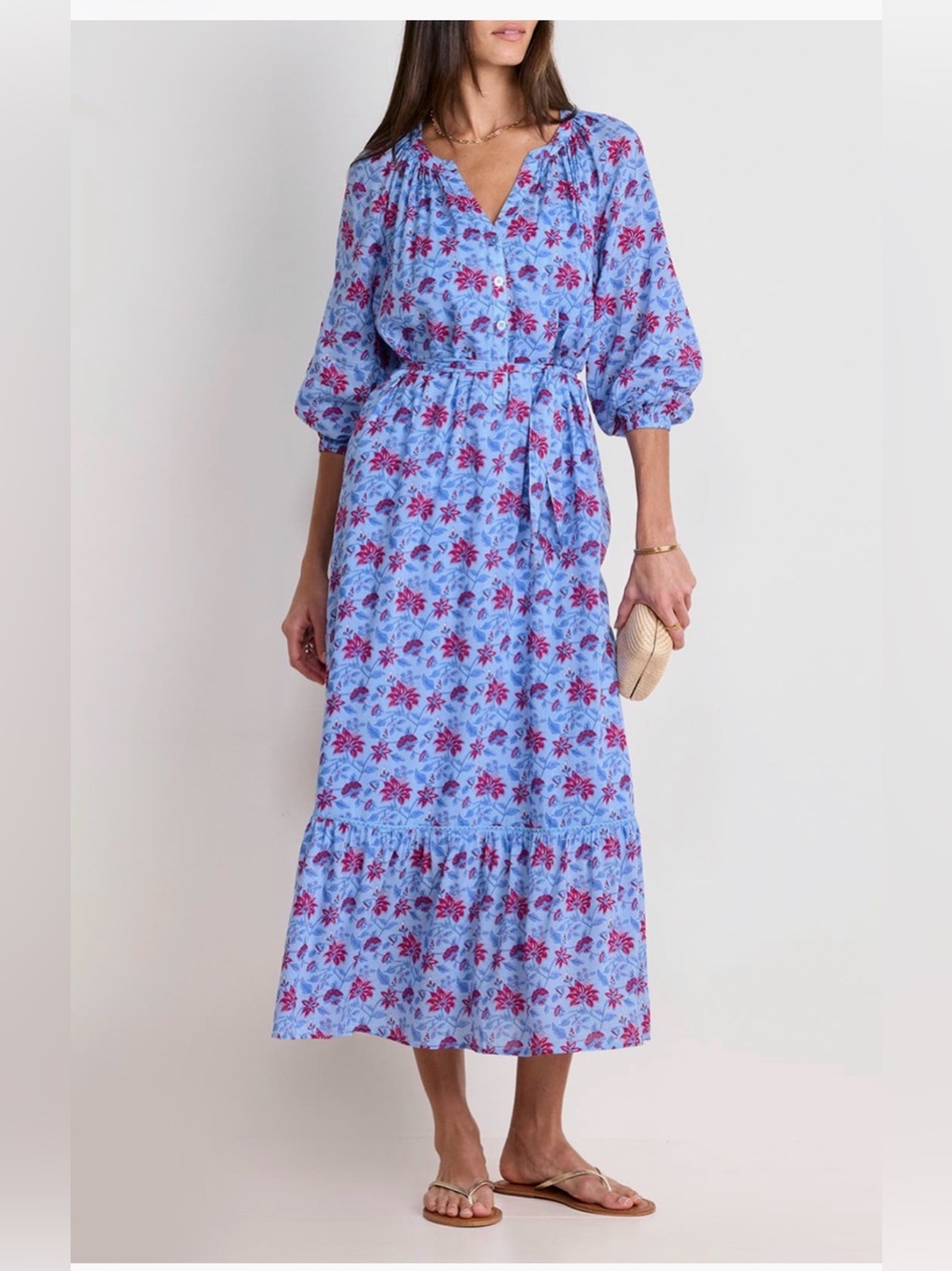 NWOT VINEYARD VINES Floral Long Sleeve
Cotton Blend Cover-Up Midi Dress
Medium